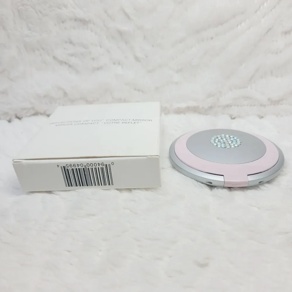 Vtg Avon 2005 Reflections Of You Double Compact Pink Mirror 3 Inch Jeweled New